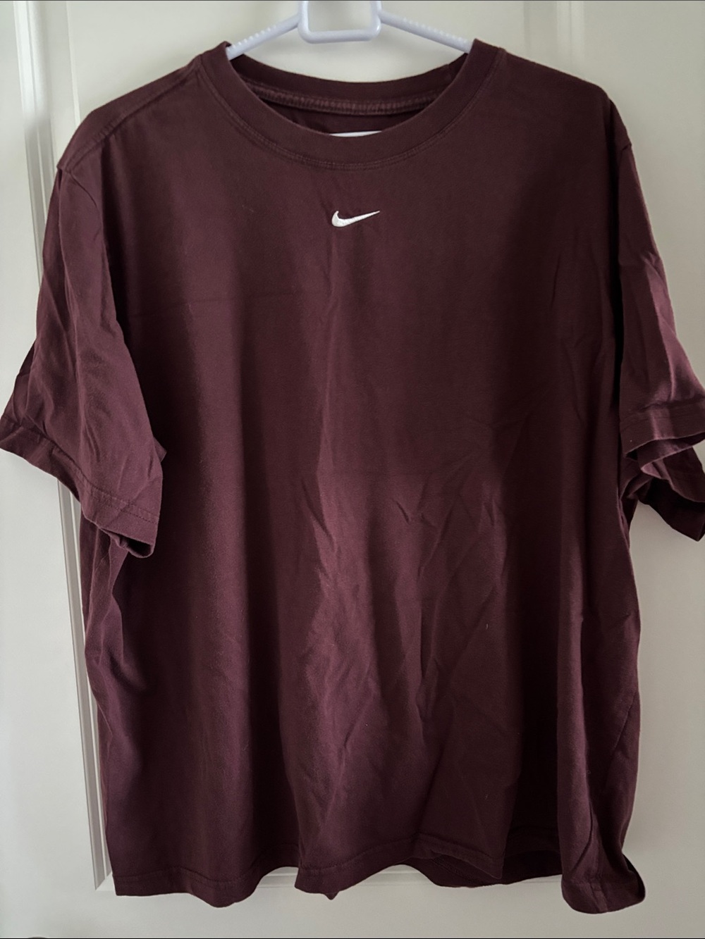 Nike Women’s Burgundy Short Sleeve Crew Tee with White Swoosh-NEW, worn once